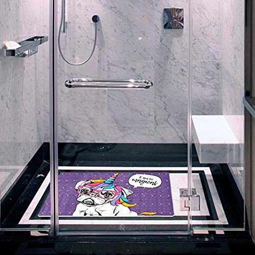 Alfombrilla de baño antideslizante para perro unicornio morado sin látex 7