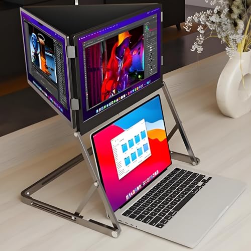 Image of 15.6 inch Foldable Triple Screen Laptop Extender,178 Fully-Screen Viewing Angle,1080P FHD IPS Display,60hz Refresh Rate,300 Nits Brightness,for Design Movie Game