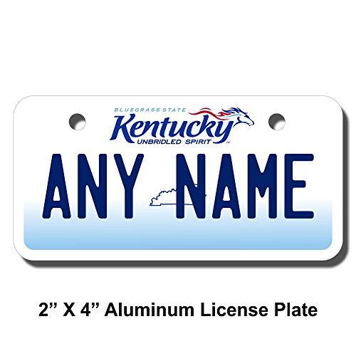 TEAMLOGO Personalized Kentucky License Plate - Sizes for Kid's Bikes, Cars, Trucks, Cart, Key Rings Version 2 (2 x 4 Aluminum License Plate)