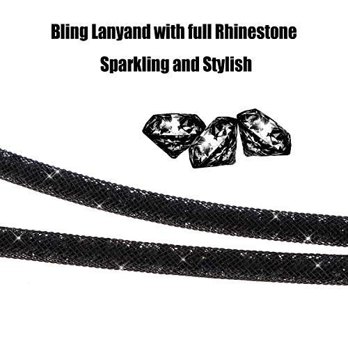 Qbeel Keys Lanyard For Id Badges With Card Holder, Bling Id Holder Lanyard S For Women With Retractable Badge Clip Teacher Nurse Work Badge Lanyard Crystal String For Keys Id Card - Black #TOP1