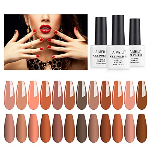 AIMEILI Kit de Esmaltes Semipermanentes para Uñas en Gel UV LED Pintauñas Gel de uñas semipermanente Soak Off 12 Colores 8ml - Set 1