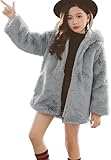 ASHER FASHION Little Big Girls Winter Outfit Hooded Fur Jacket Warm Cotton Fleece Thick Coat Outwear…