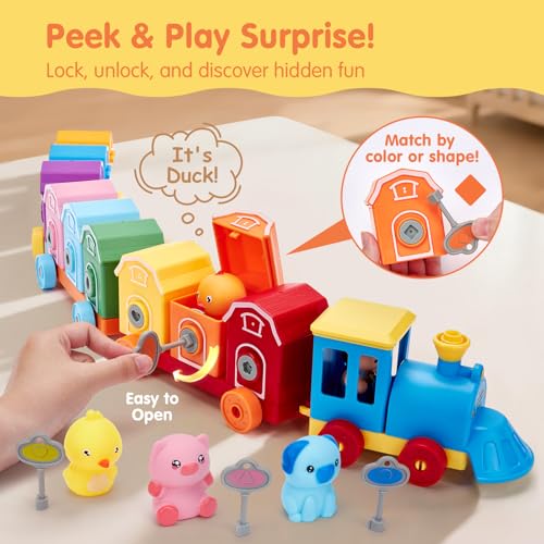 hahaland Baby Montessori Toys for 18+ Months, Farm Animal Train Toy for Counting,Stacking,Matching & Sorting, Educational Sensory Toys for Toddlers 2 3 Year Old, Birthday Gift for Baby Boys Girls - Image 4
