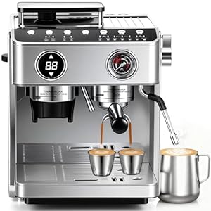 Bean to Cup Coffee Machine, Coffee Machines with Grinder, Milk Frother, Automatic Espresso Machine, Latte, Cappucino, Coffee Maker, 2.5L Water Tank, 2800 W, 20 Bar Pressure, LED Display, Cleaning Kit