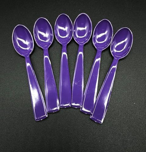 6 Stück Löffel 10 cm Farbe violett, Kinderlöffel Espressolöffel Eislöffel Plastiklöffel Mokkalöffel Kunststoff Mehrweg