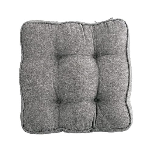 Confezione da 2 cuscini imbottiti per sedia da giardino grigi, 50 x 50 cm, con lacci regolabili, per uso interno ed esterno, perfetto supporto per poltrona per anziani e miglioramento del comfort