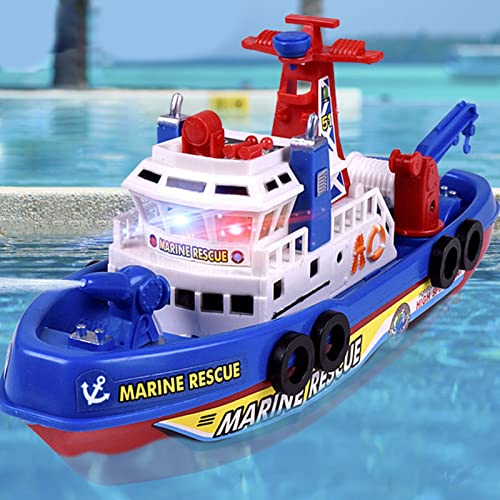 Elektrisches Feuerboot, Spielzeugboot Elektrisch mit Musik und Leichtem Wasserspray Marine Fire Fire Pretction Model