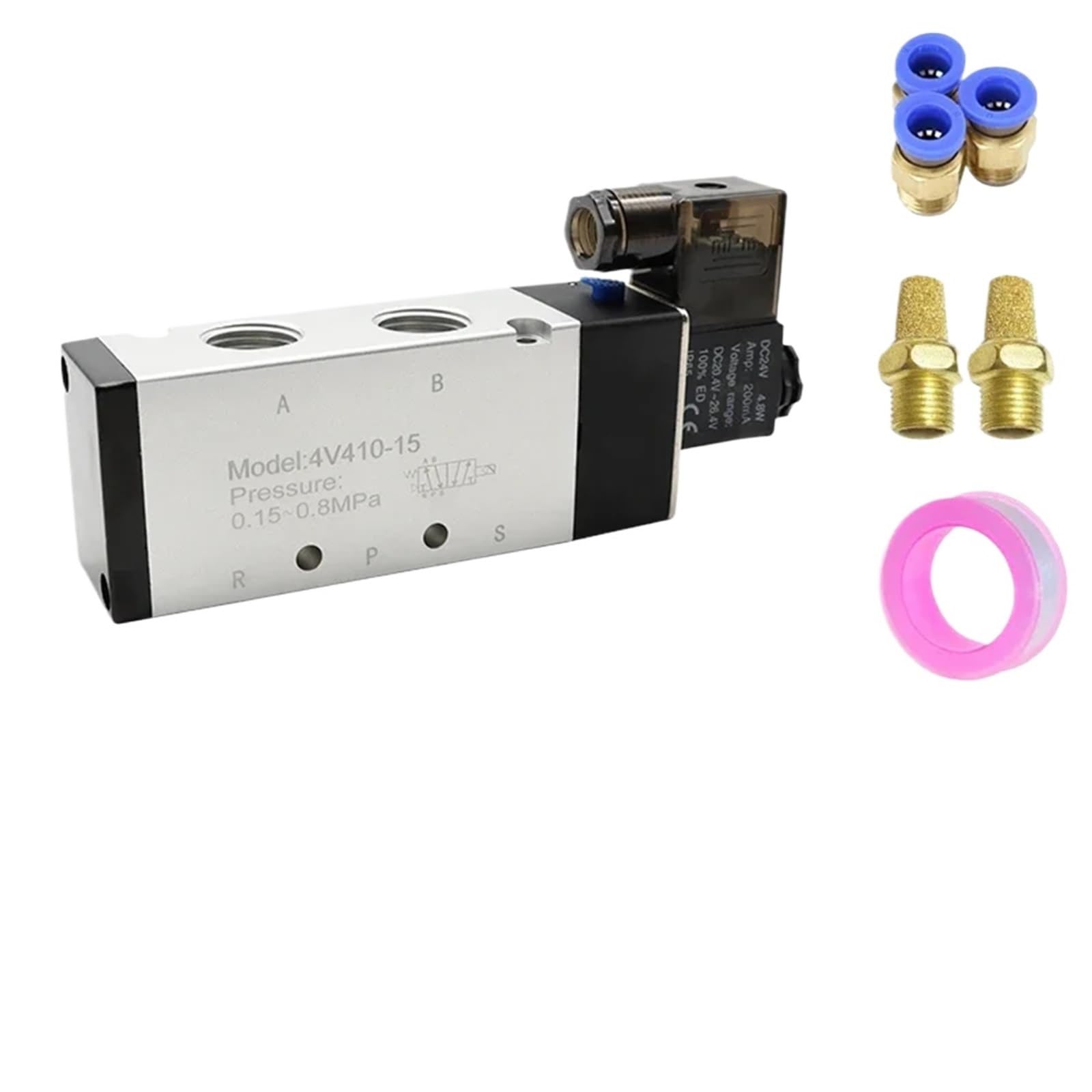 Électrovanne 5 voies 2 positions 4V310-10 distributeur gaz et air DC12V