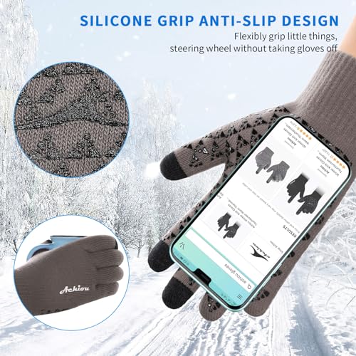 Image of Achiou Winter Gloves, Glove for Men Women, Upgraded Touch Screen Texting Warm Running with Thermal Soft Knit Lining