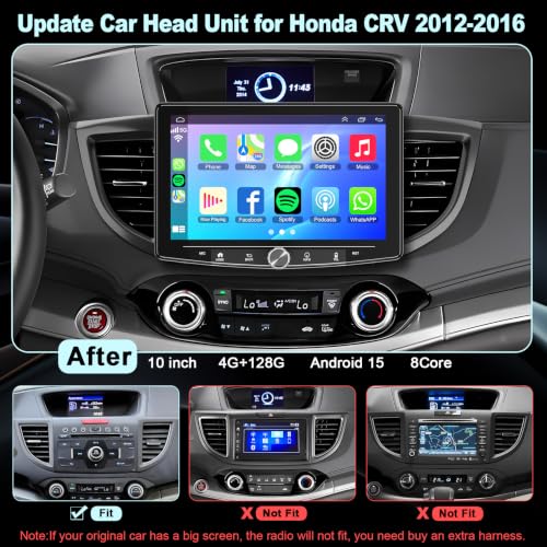 Image of Android 15 + 128GB Car Radio Stereo for Honda CRV 2012-2016