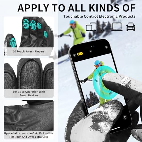 Ski Gloves,Winter Waterproof & Warm Snow Gloves for Parent Child Kids 3M Thinsulate -Skiing,Cycling,Motorcycle,Running3