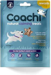 Coachi Natural Relaxing Dog Treats - Healthy, Grain-Free and Hypoallergenic Treats, Soothing Treats for Anxious Dogs. Suitable for Puppies and Dogs from 8 Weeks (Turkey, 100 g) product image