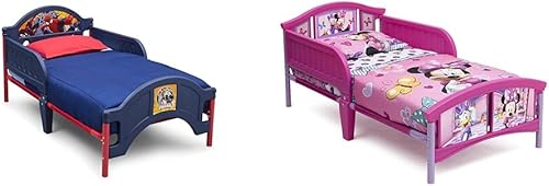 Delta Children Cama de plástico para niños pequeños, Marvel Spider-Man y cama de plástico para niños pequeños, Minnie Mouse de Disney