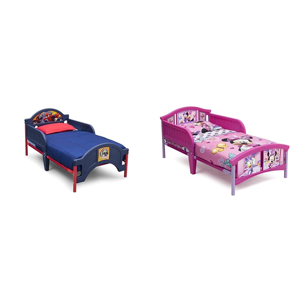 Delta Children Plastic Toddler Bed, Marvel Spider-Man & Plastic Toddler Bed, Disney Minnie Mouse