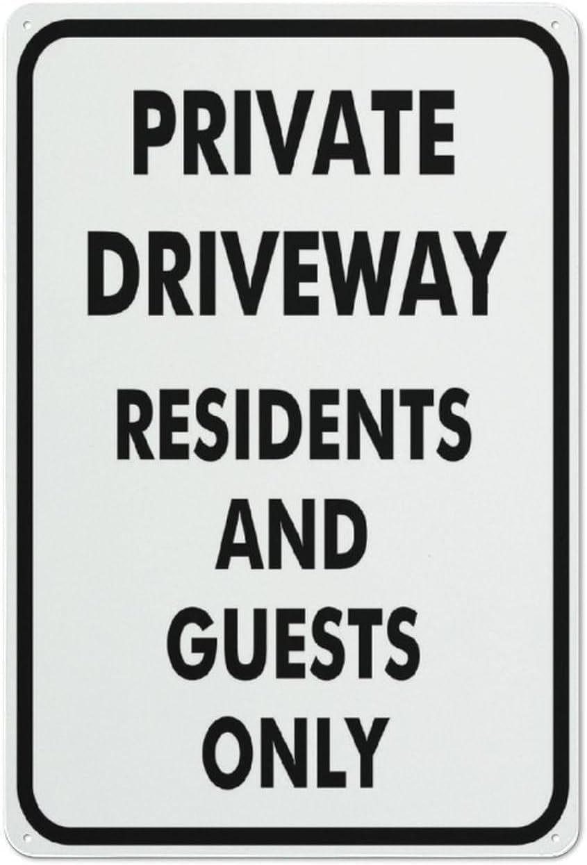 Private Driveway Residents and Guests Only Rust Free Aluminum Sign - Pre-Drilled Holes Decor for Business, Home Delivery Road - 12x8 Inch​