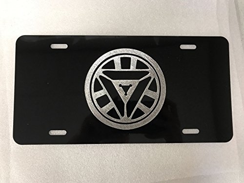 Diamond Etched Ironman Arc Reactor Logo Car Tag on Aluminum License Plate