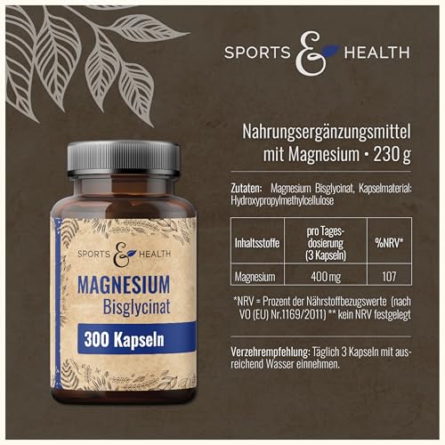 Magnesium Bisglycinat hochdosiert Kapseln – 300 Magnesium Glycinat Hochdosiert Kapseln – Bisglycinat 400mg pro Tagesdosierung – Vegan MagnesiumBisglycinat – MagnesiumGlycinate, Magnesiumglycinat 2
