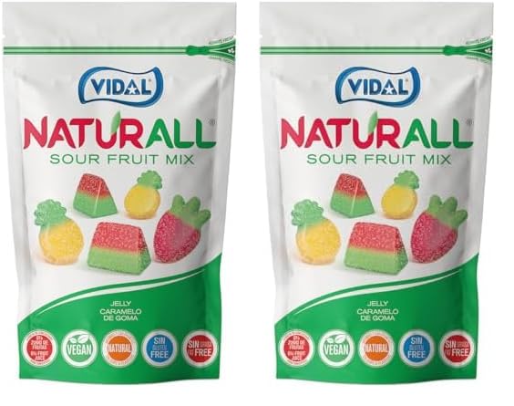 Vidal Golosinas Naturall Sour Fruit Mix, 180g (Paquete de 2)