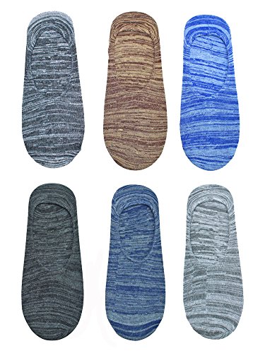 Luxury Divas Marled Knit Mens Assorted 6 Pack No Show Socks