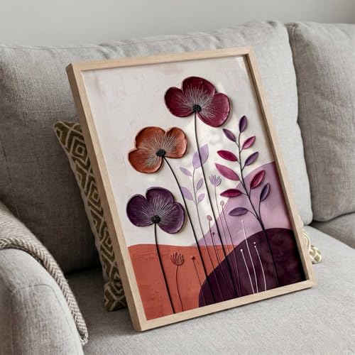 Image of kotart Aesthetic flower Art Home Decoration Painting | Floral Paintings With Frame For Living Room Bed Room Hotel Wall Decor Digital Reprint (14X20 inch)