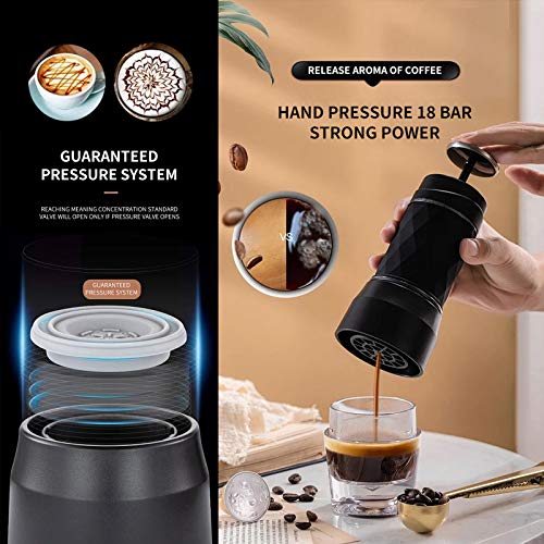 Cafetera de café portátil, máquina de café de viaje, cápsula y café en polvo, cafetera manual para senderismo, camping… - Imagen 3