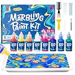 JUPITEARTH Water Marbling Paint for Kids,8 Colours,Arts and Craft Kits for Kids,Creative Art Supplies for Kids Aged 3–5,4–8,8–12,DIY Marbling Paint for Craft Projects,Birthday & Christmas Gifts