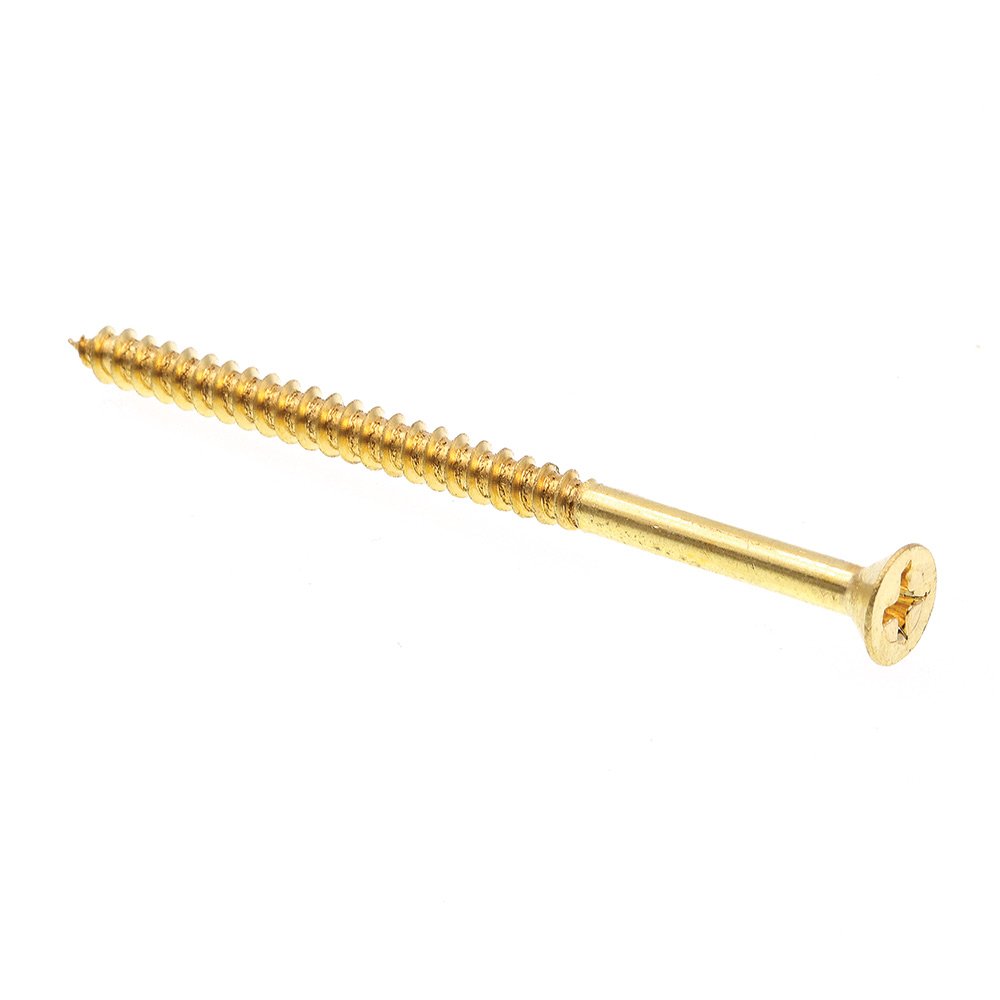 Prime-Line 9035926 Wood Screw, Flat Head Phillips, #10 X 3 in, Solid Brass, Pack of 15