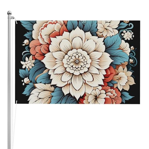 Drapeau imprimé floral 1,2 x 1,8 m de qualité supérieure résistant extérieur