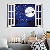 Beautiful Game Christmas Wall Sticker Santas Sleigh Silhouette Moon Window Decal Art Vinyl Xmas Decorations Kids (60cm width x 40cm height) #1
