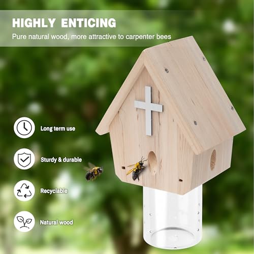 Trampas para abejas de carpintero con bóveda extraíble para proteger estructuras de madera 7