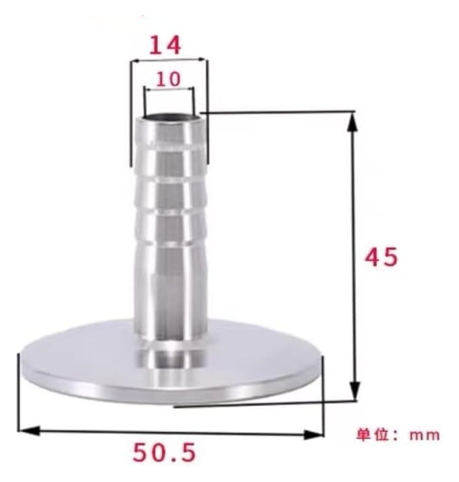 Raccords pour tuyaux, Tuyau, Barbe en Acier Inoxydable, 1 pièce, raccord de Tuyau 304 à Trois Pinces for Brassage Domicile(14 * 50.5 mm)