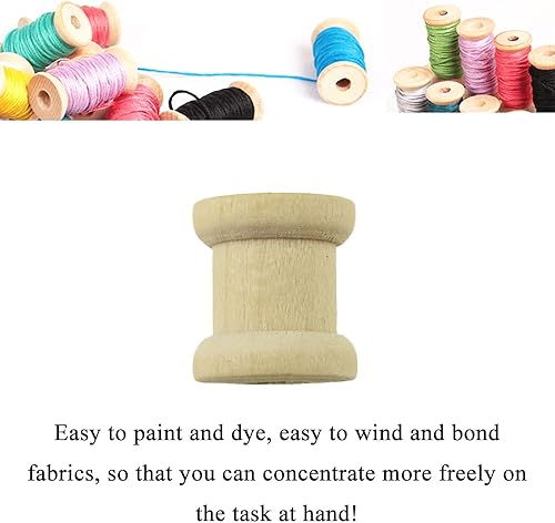 Miniatura 5 de HAHIYO Bobina de madera natural de 0.6 pulgadas, 70 unidades, bobina de hilo vacía de madera sin terminar, bobina de tejido de alambre liso, bobina
