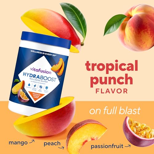 Vitafusion Hydraboost Hydration Drink Mix, Electrolytes Support Daily Hydration, Vitamins Support Cellular Energy & Immune Health, Prebiotic Fiber Supports Gut Health, Tropical Punch, 30 Servings - image 5