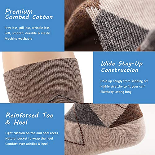 Men’s Argyle Dress Socks, Combed Cotton, Pack of 33