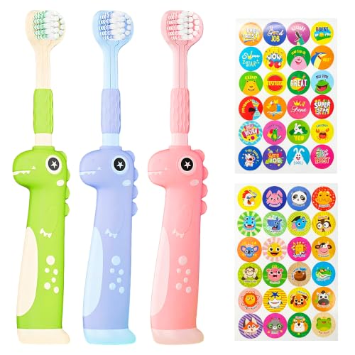 Image of Soft Toddler Toothbrush, Efficient 3 Sided Toothbrushes for Kids