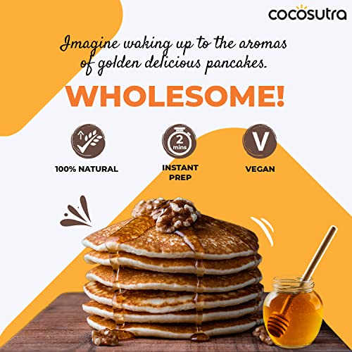 Image of COCOSUTRA Pancake Mix, Original Flavour, 300 g | 100% Natural, Vegan, Ready in 2-Minutes, Instant Breakfast Mix
