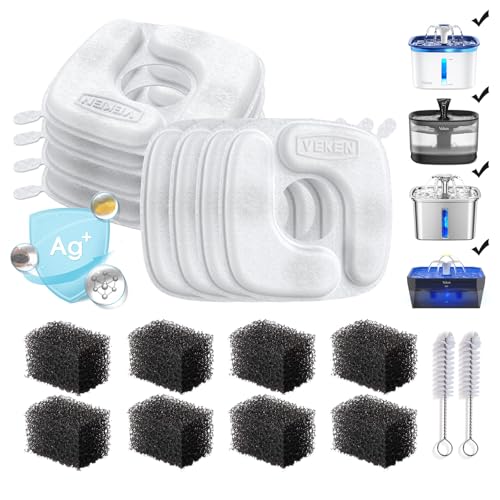 Veken Cat Water Fountain Filters, 8 Pack Replacement...
