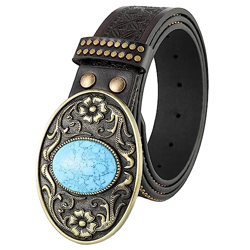 Ethnic Man Waist Belt with Embossed Pattern Buckle Multi-type Waist Belt Trouser Coat PU-Leather Waistband