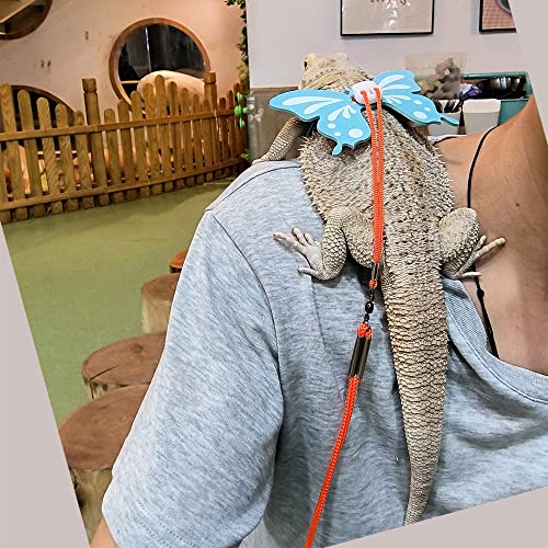 Bearded Dragon Lizard Leash Harness - Adjustable Stylish Butterfly Wing Lizard Reptile Harness Leash for Bearded Dragon Lizard Reptiles (Blue Butterfly)