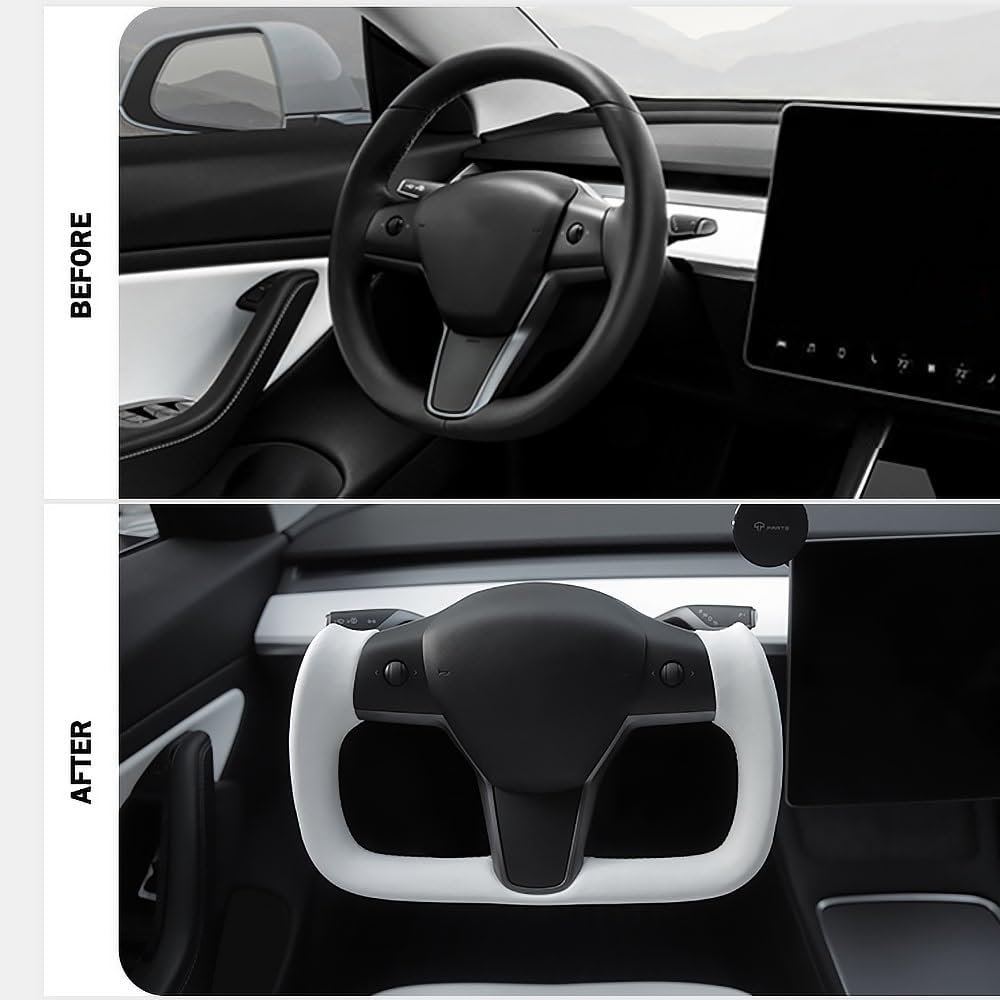 Amazon | Tlyard ヨークステアリングホイール Tesla 3 Y用 穴あき