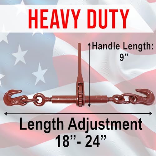Image of BOXER 10 Pack Heavy Duty Ratchet Chain Load Binder with Forged Grab Hooks, inch - 5 /16 inch - Chain Binder Tie Down - 2,600lbs WLL