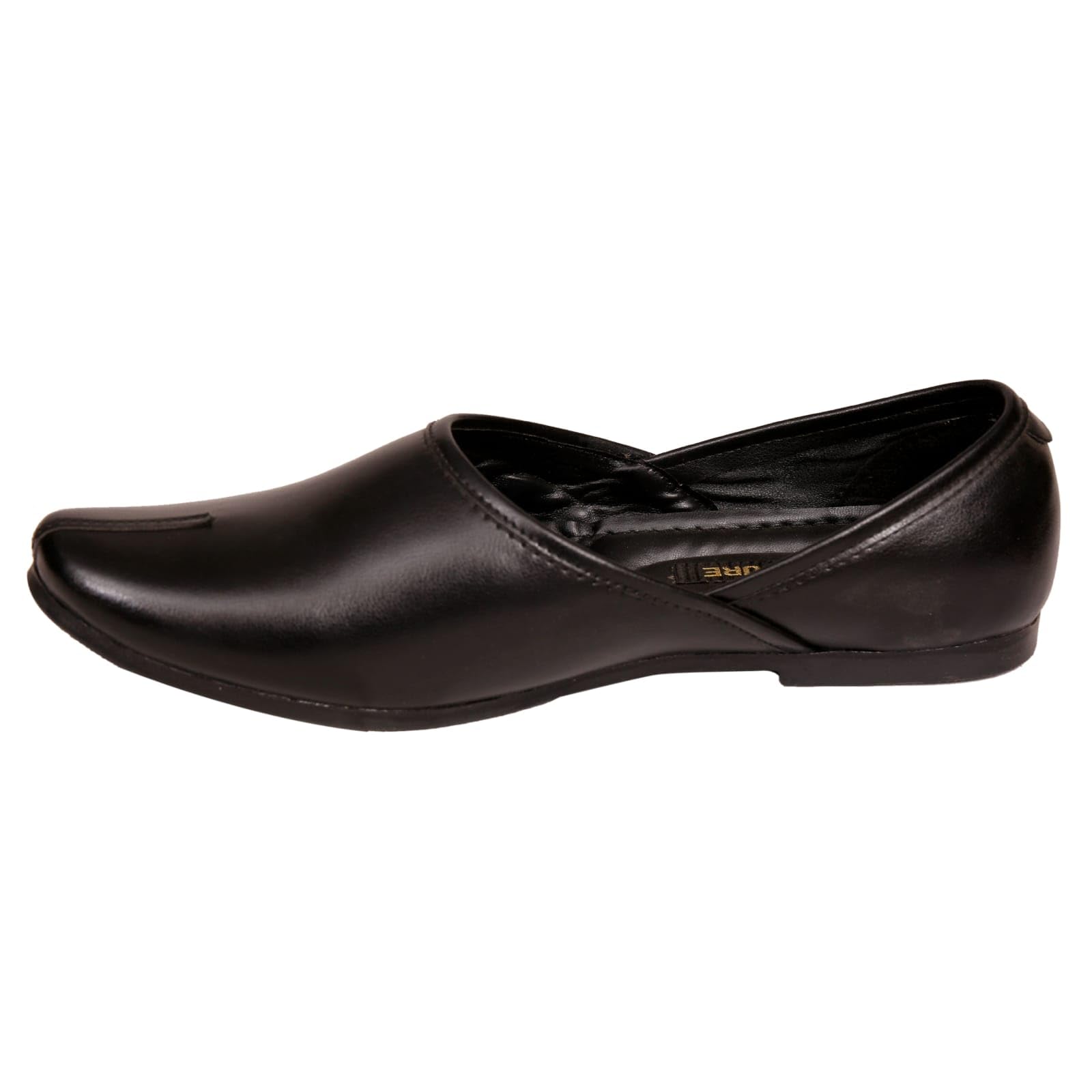 Future Men's Traditional Ethnic Nagra Classic Design Jalsa Mojaris Jutti Slip-On (Black)-picture-19