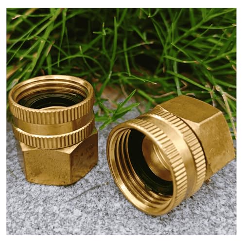 SARANICE 3/4 NPT to Garden Hose Adapter Solid Brass 3/4 GHT Female x 3/4 NPT Female Swivel Connector with Washer for Leak-Free Water Hose Pipe (2-Pack)
