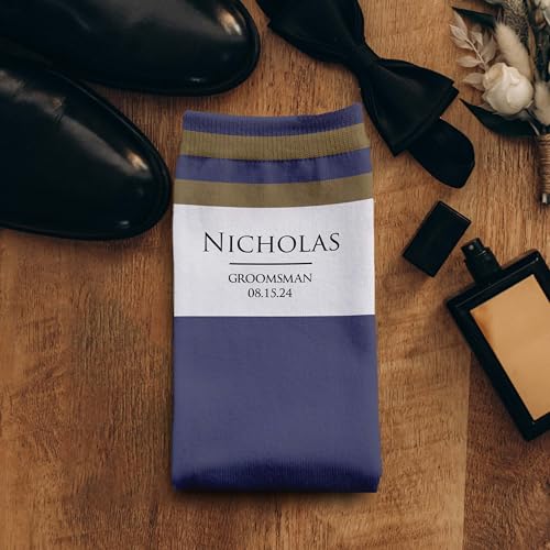 Personalized Wedding Socks, Personalized Groomsmen Socks, Customized Name Socks for Men, Personalized Dress socks for Wedding, Groomsmen Socks Personalized4