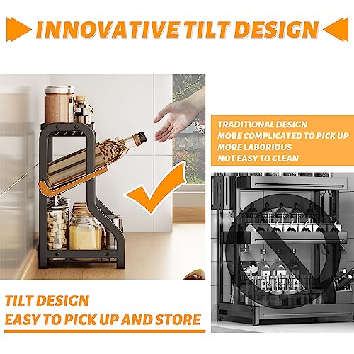 3 Livelli Portaspezie Salvaspazio, Porta Spezie Cucina Acciaio Inossidabile con 3 Mensole,Senza Forare,Multifunzionale Organizer Spezie Cucina per Barattoli,Spezie o Condimenti - immagine 4