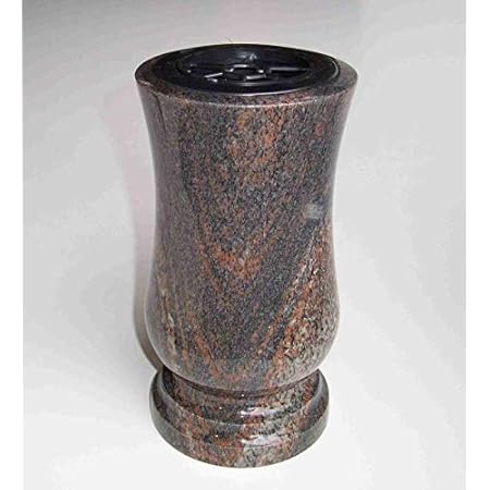 Designgrab Grabvase Aus Granit Orion Blau - 25cm Höhe Mit Kunststoffeinsatz