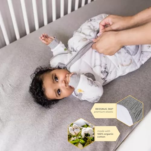 Image of Burt's Bees Baby Essential Organic Cotton Fitted Crib Sheet, Breathable for Boy Girl Standard Crib & Toddler Mattresses