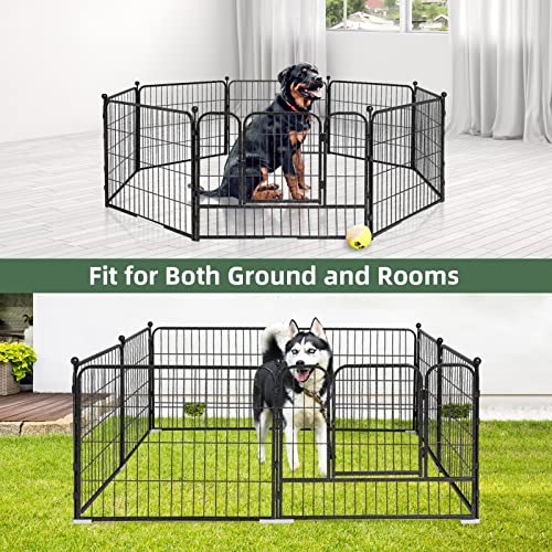 Pantazo Dog Playpen Outdoor/Indoor 8 Panels 24'' Height Dog Pens Heavy Duty Anti-Rust Material Pet Fence With Door For Large/Medium/Small Pets Play (24'' Hight, 8 Panels) #TOP7