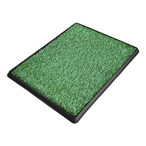 DELMANGO Dog Potty Trainer The Indoor Restroom for Pets with Artificial Grass 20X25in M Puppy Potty - 3 Layered System Pan Tray Indoor Use Easy to Clean