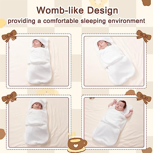 Image of AiWMGL Baby Winter Fleece Swaddle Blanket 0-3 Months Boys Girls Warm Adjustable Newborn Swaddling Wrap Soft Plush Sleeping Sacks